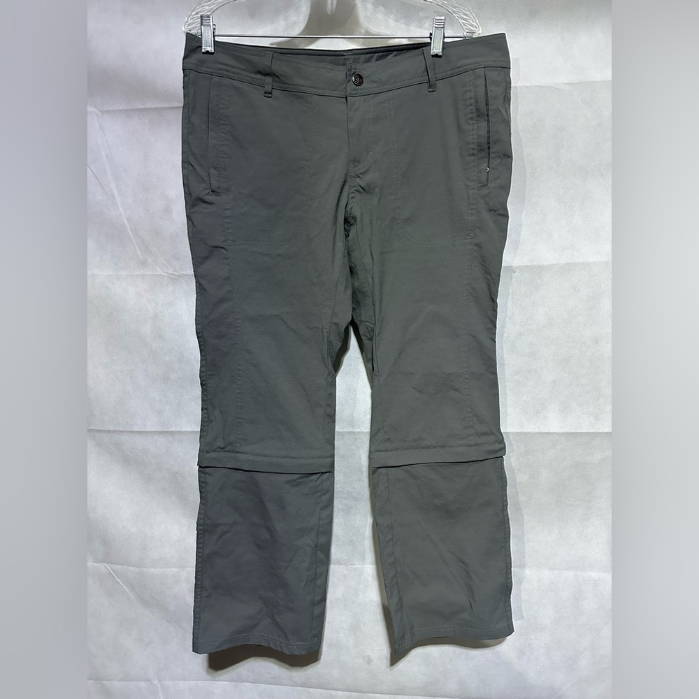 REI Women’s 14 Petite Activewear Convertible Pants Straight Leg Gray Stretch EUC